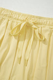 Yellow Cream Drawstring Elastic Waistband Lined Tennis Skorts
