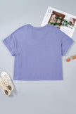 Wisteria V Neck Short Sleeve Plus Size Waffle Knit Top