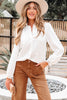 White Lace Patchwork Buttoned Stand Neck Loose Shirt