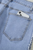 Beau Blue Contrast Stripe Frayed Side Panel Patchwork Shift Jeans