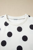 White Polka Dot Short Sleeve Top Casual Skort 2pcs Outfit