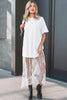 Black Floral Patchwork Short Sleeve T Shirt Loose Maxi Dress
