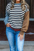 Color black Striped Panels Colorblock Sleeve Chic Sweater