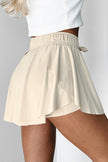 Yellow Cream Drawstring Elastic Waistband Lined Tennis Skorts