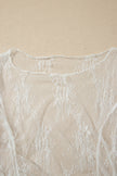 White Exposed Seam Ruched Sheer Floral Mesh Top