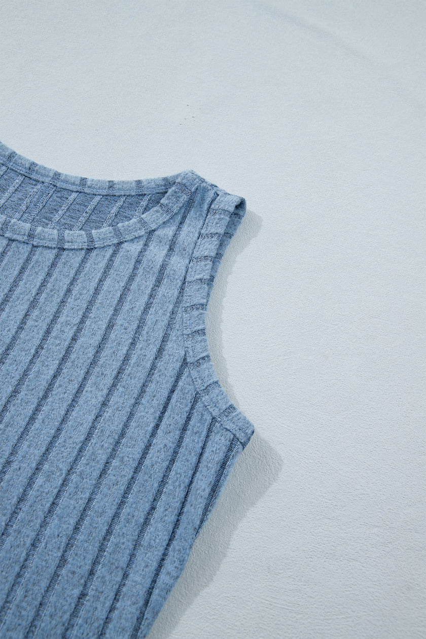 Sea Green Slim Ribbed Mineral Wash Tank Top