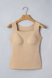 Black Solid Color Wide Strap Splicing Athleisure Tank Top