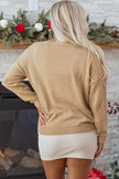 Smoke Gray Merry Colorful Dot Detail Christmas Drop Shoulder Sweater