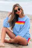 Beau Blue Accent Pullover and Shorts Two Piece Casual Set