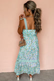 Pink Floral Lace Tied Strap Empire Waist Maxi Dress