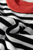 Color black Striped Panels Colorblock Sleeve Chic Sweater