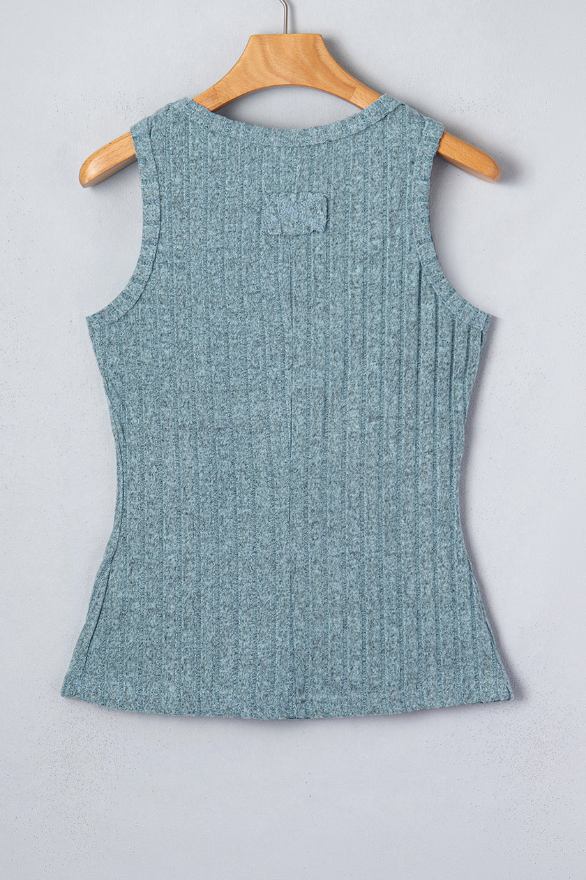 Sea Green Slim Ribbed Mineral Wash Tank Top