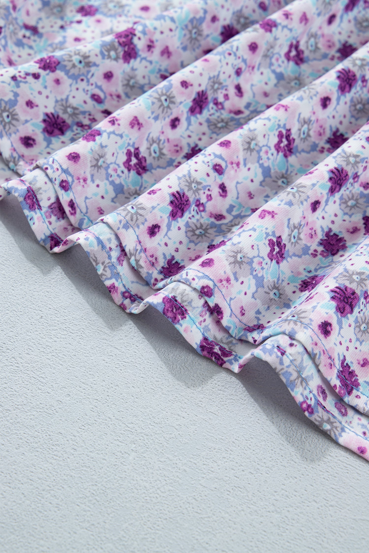 Purple Plus Size Floral Print Square Neck Smocked Maxi Dress