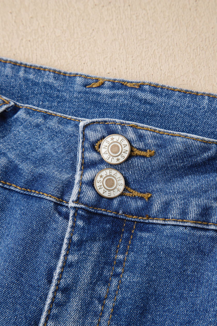 Ashleigh Blue Double Button Zip Fly Straight Leg Jeans