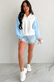 Beau Blue Colorblock Snap Buttons Pullover Sweatshirt