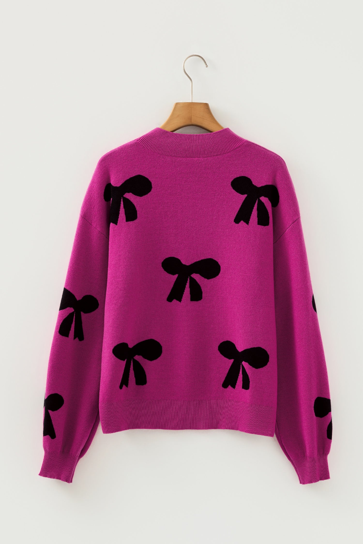 Blackish Green Pearl Embellished Bow Pattern Loose Sweater