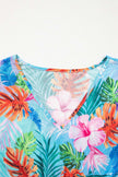Rose Floral Print V Neck Semi Sheer Beach Cover Up Dress