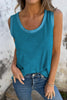 Peacock Blue Metallic Sheen Edge Scoop Neck Tank Top