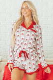 White Santa & Stripes Ruffle PJ Set