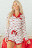 White Santa & Stripes Ruffle PJ Set