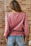 High-rise saved by grace Letter Embroidery Mineral Wash Loose Sweatshirt