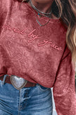 High-rise saved by grace Letter Embroidery Mineral Wash Loose Sweatshirt