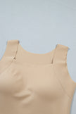 Black Solid Color Wide Strap Splicing Athleisure Tank Top