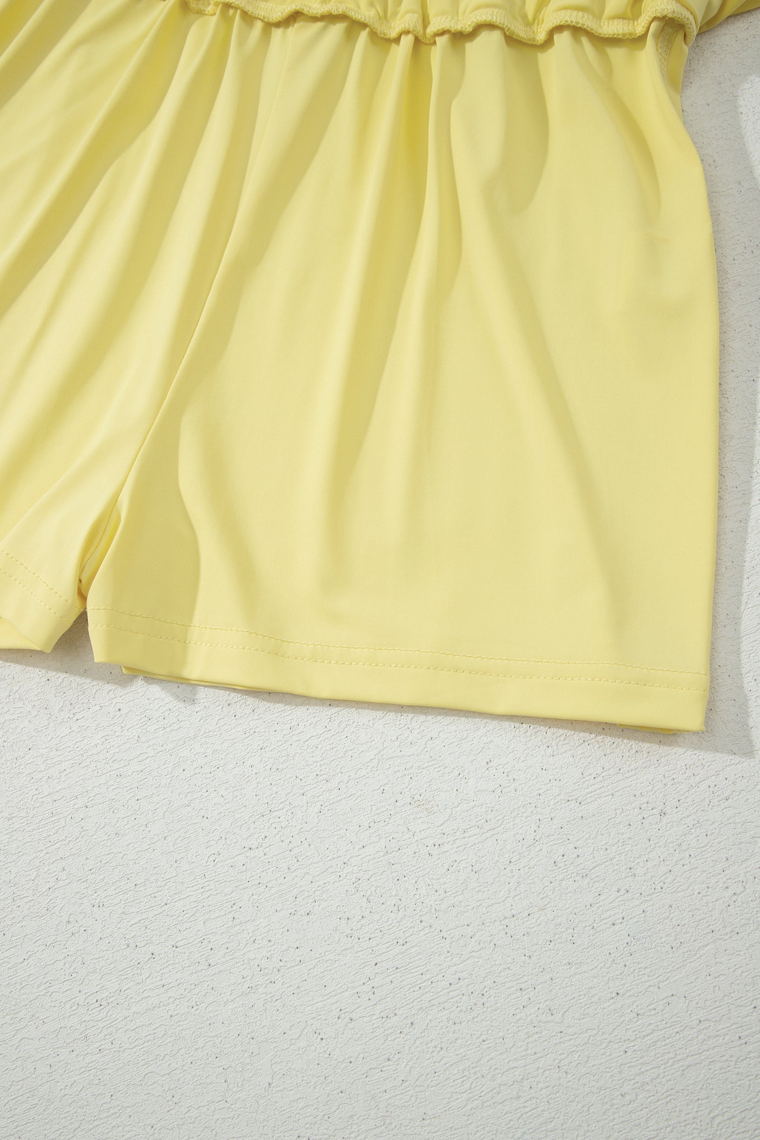 Yellow Cream Drawstring Elastic Waistband Lined Tennis Skorts