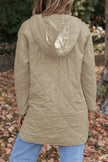 Beige Quilted Snap Button Hooded Coat