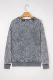 High-rise saved by grace Letter Embroidery Mineral Wash Loose Sweatshirt