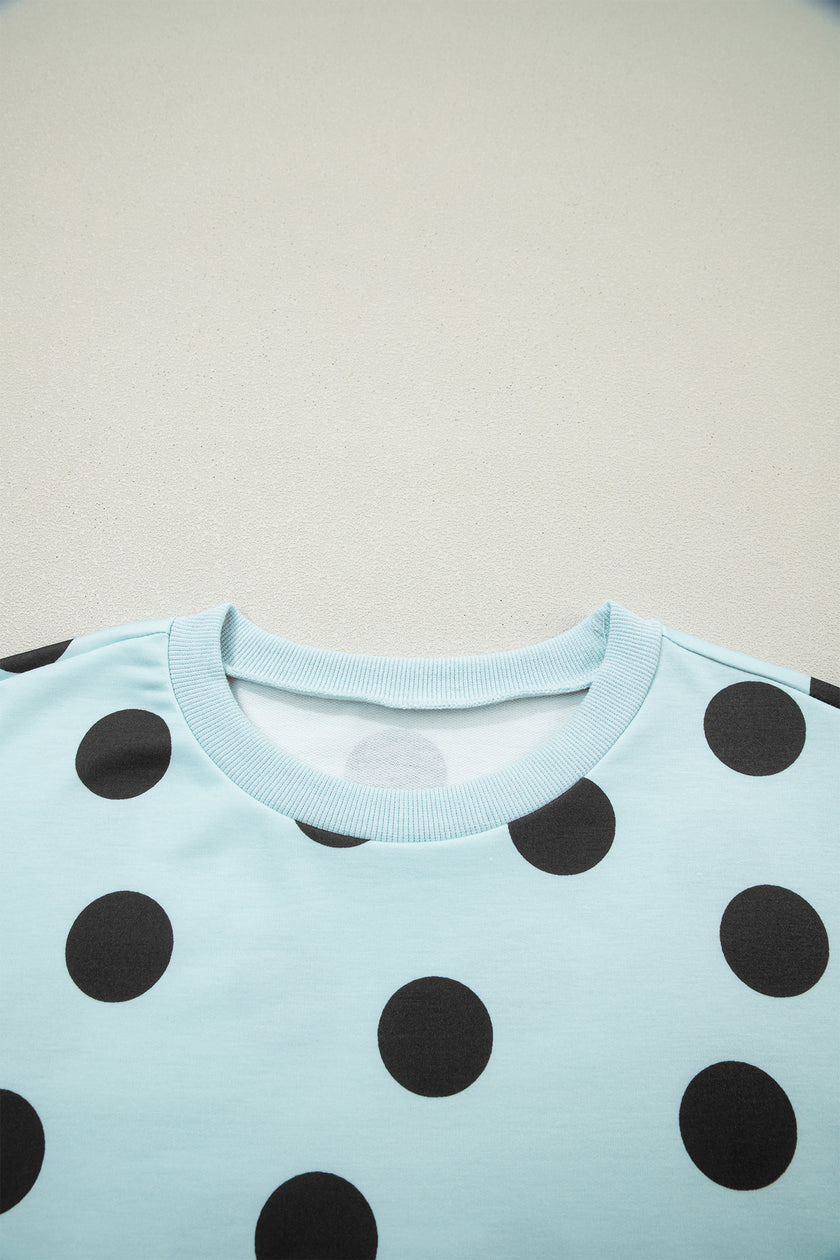 White Polka Dot Short Sleeve Top Casual Skort 2pcs Outfit