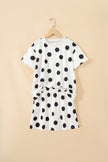 White Polka Dot Short Sleeve Top Casual Skort 2pcs Outfit
