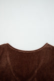 Chicory Coffee Solid Color Velvet V Neck Long Sleeve Tiered Mini Dress