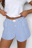 Κόκκινο σορτς με ψηλή μέση και στάμπα Gingham