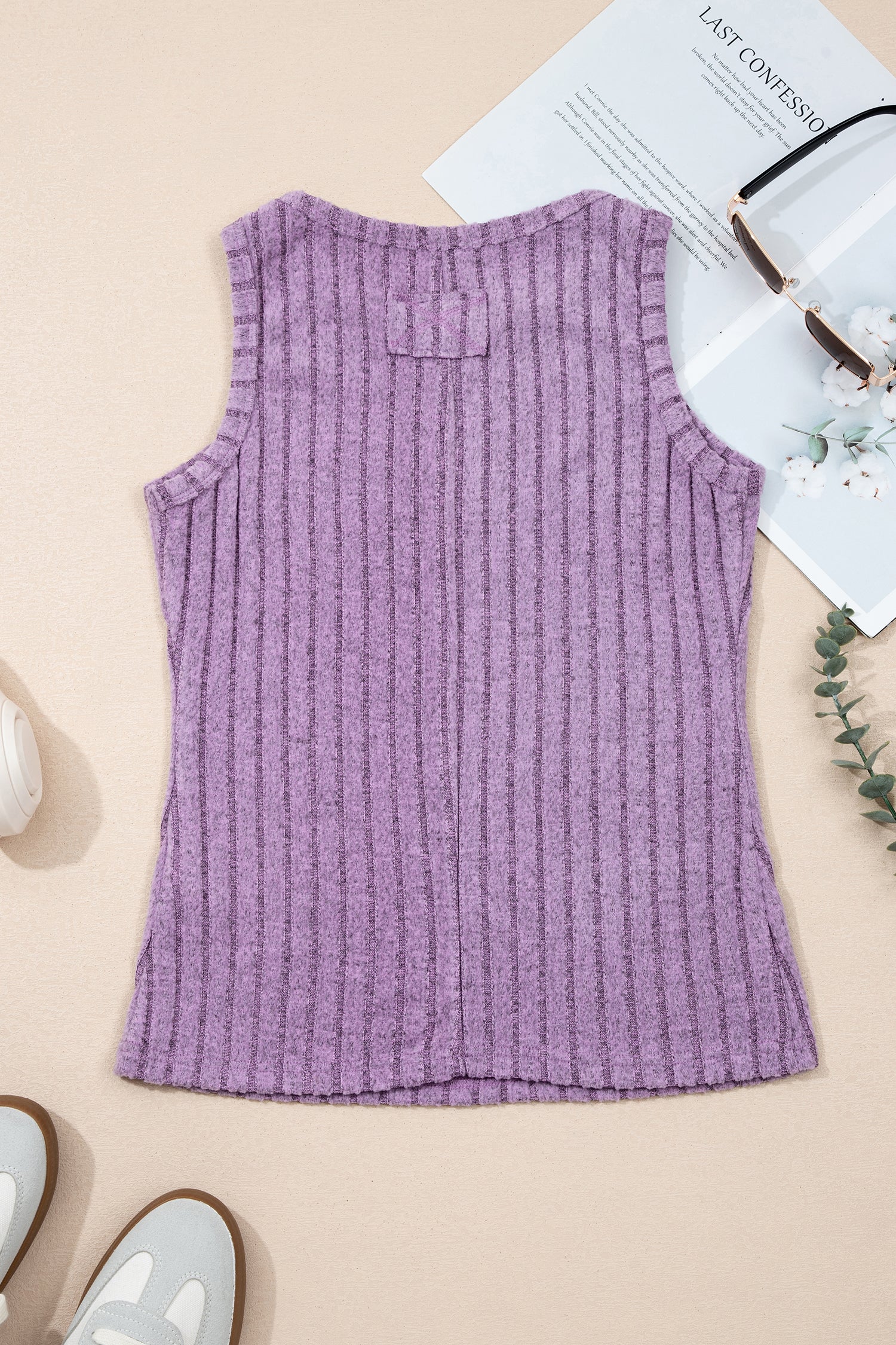 Sea Green Slim Ribbed Mineral Wash Tank Top