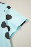 White Polka Dot Short Sleeve Top Casual Skort 2pcs Outfit