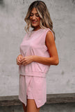 Myosotis 2 Pieces Mineral Wash Cotton Tank Top Lined Split Skirt Set