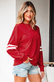White Varsity Striped Detail Drop Shoulder Oversized Sweatshirt