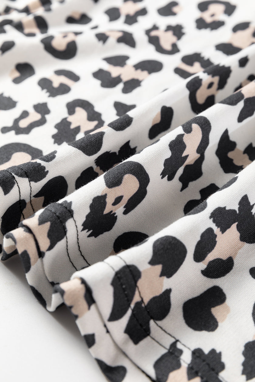 Black Color Block Leopard Patchwork Long Sleeve Casual Top