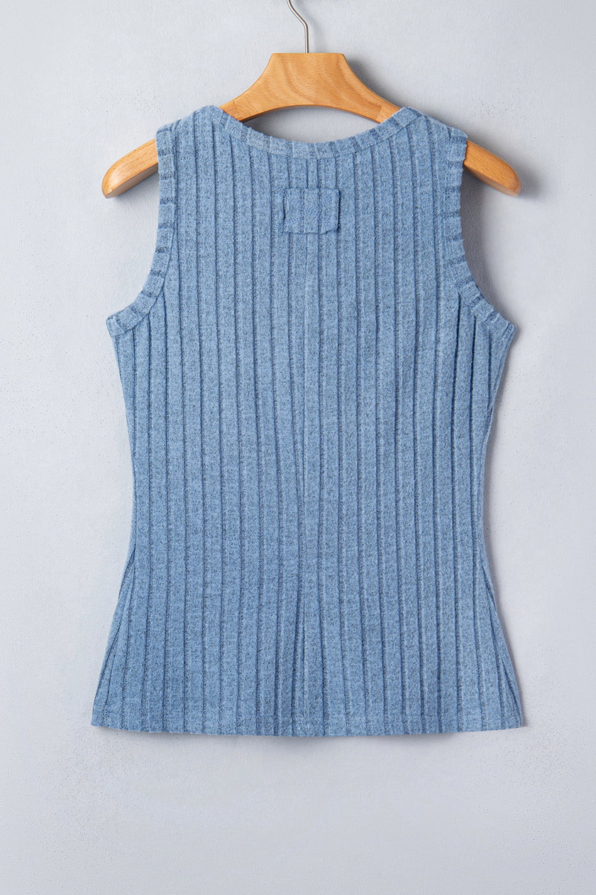 Sea Green Slim Ribbed Mineral Wash Tank Top