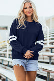 White Varsity Striped Detail Drop Shoulder Oversized Sweatshirt