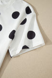 White Polka Dot Short Sleeve Top Casual Skort 2pcs Outfit