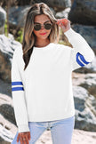 White Varsity Striped Detail Drop Shoulder Oversized Sweatshirt