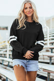 White Varsity Striped Detail Drop Shoulder Oversized Sweatshirt