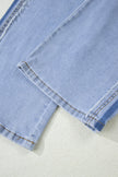 Beau Blue Contrast Stripe Frayed Side Panel Patchwork Shift Jeans
