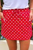 Sachet Pink Polka Dot Drawstring Casual Mini Skort