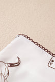 White Western Print Satin Long Skirt