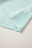 Sky Blue Stripe Leopard Contrast Collar Short Sleeve Shirt