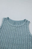 Sea Green Slim Ribbed Mineral Wash Tank Top