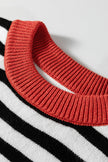 Color black Striped Panels Colorblock Sleeve Chic Sweater